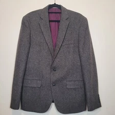 Howick Mens Blazer Jacket Grey Wool Size 40 R Classic Fit