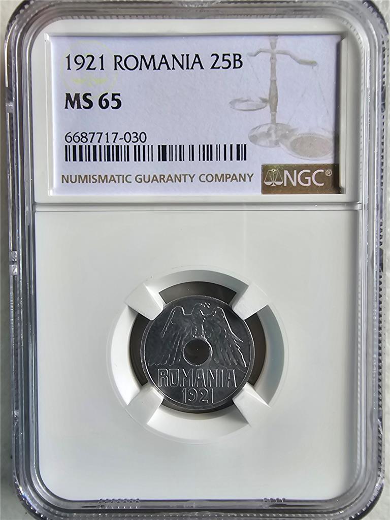 Romania 25 Bani 1921 NGC MS 65