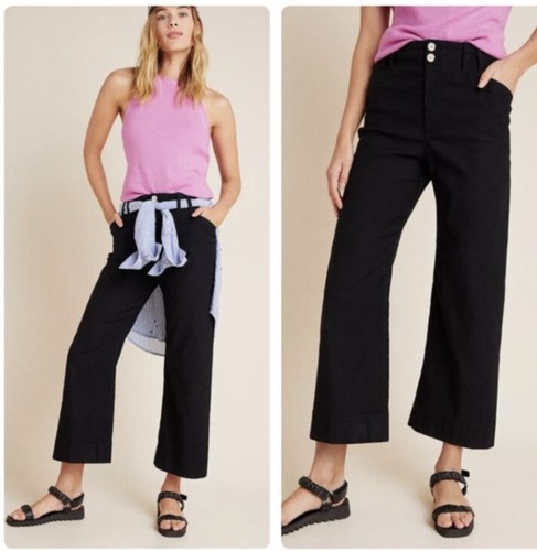 Wide Leg Cropped Pants High Waist Size 