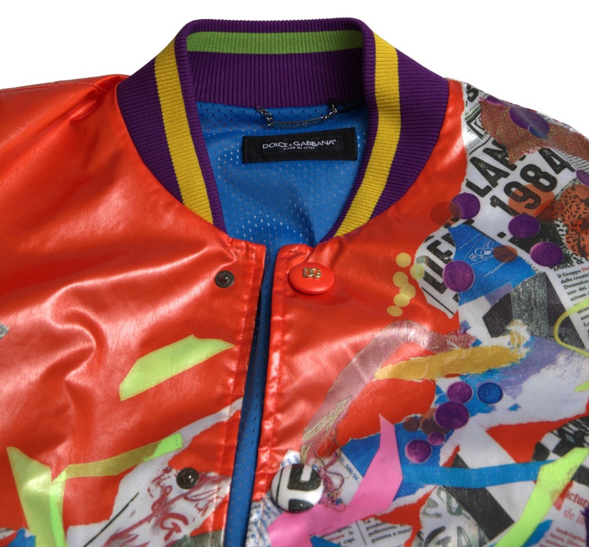 DOLCE & GABBANA Jacket Orange Polyester Button Blouson IT46/US36/S