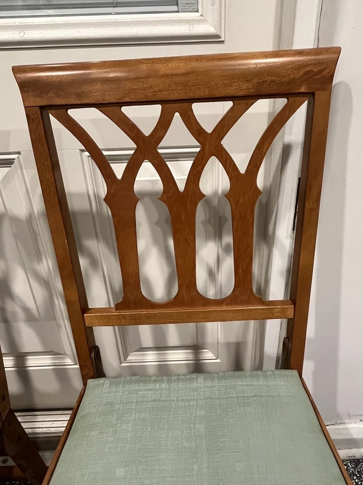 Remolque de viaje LEG-O-MATIC Airstream 2 sillas plegables de madera de colección con bisagras de metal Foto 4 de 4