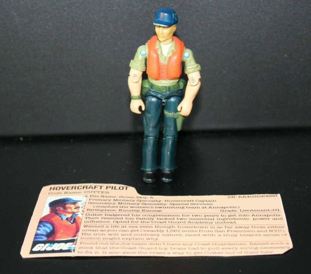 Vintage GI Joe Cutter Hovercraft Pilot Complete With File Card