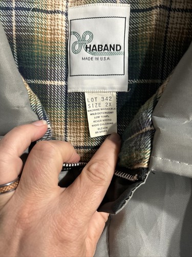 Vintage Haband Winter Coat Black/Grey 2XLarge Quilted Flannel Lining 1980's? - Picture 5 of 9