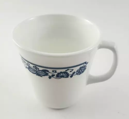Pyrex Old Town Blue Coffee Mug Cup 3 1/2" Blue Onion Design Corning Vintage