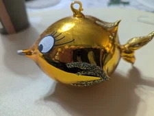 De carlini Goldfish Italian ornament vintage Italy mouth blown gold orange glitt