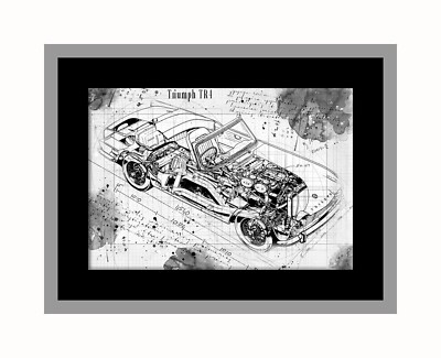 Triumph TR4/4A Poster Größe A3 Vollfarbig Wisch Sauber