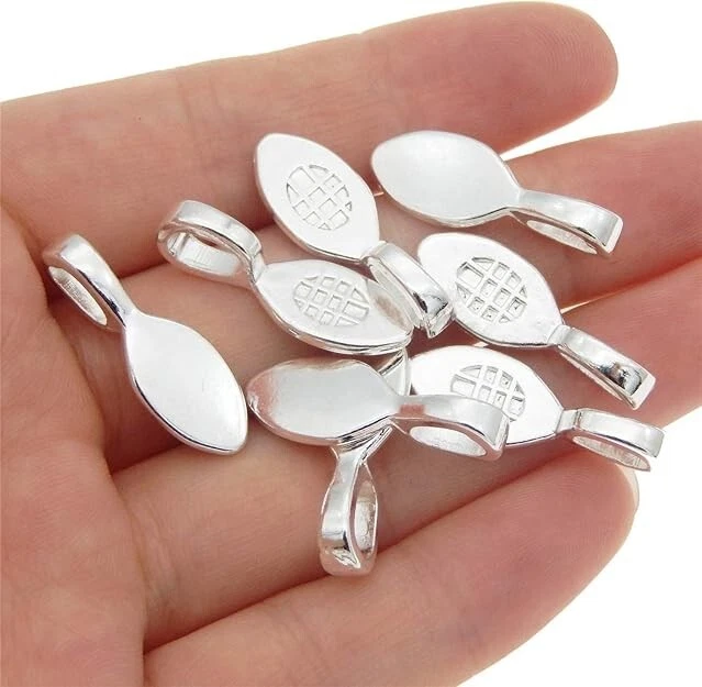 100 Piezas Pegamento de Plata en Fianza Dije Colgante Pendiente Fianzas para Azulejo de Vidrio Hágalo Usted Mismo Penda Foto 3 de 3