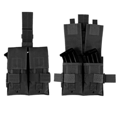 Drop Leg Rifle Ammo Pouch Double Magazine Bag for 5.56 .223 Airsoft Paintball