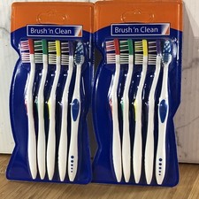 Lot of 2 Brush N Clean Toothbrush Value 5 pack Soft Nylon Bristles Multi Color