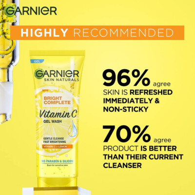 【新品】FARTIM VC BRIGHT CLEANSING GEL Garnier Facewash Gel, Gentle Cleanser, Fast Brightening For