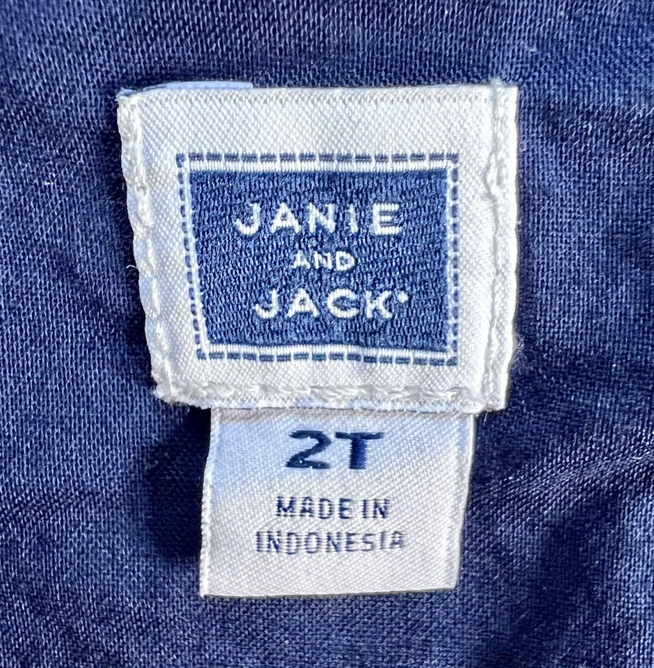 Janie and Jack Girls 2T Top Kids Sleeveless Collared Navy Blue Geometric - Image 3 of 4