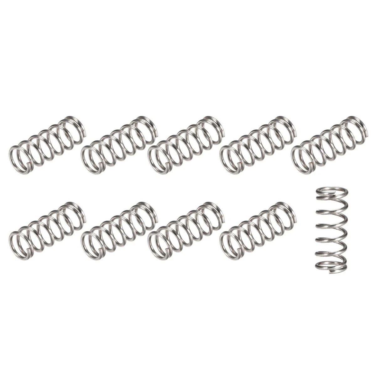 10 Stück 65Mn Druckfedern – 0,8 X 6 X 15 Mm (Draht-Ø X Außen-Ø X Länge), Federstahl, Für Kupplung & Bremsen