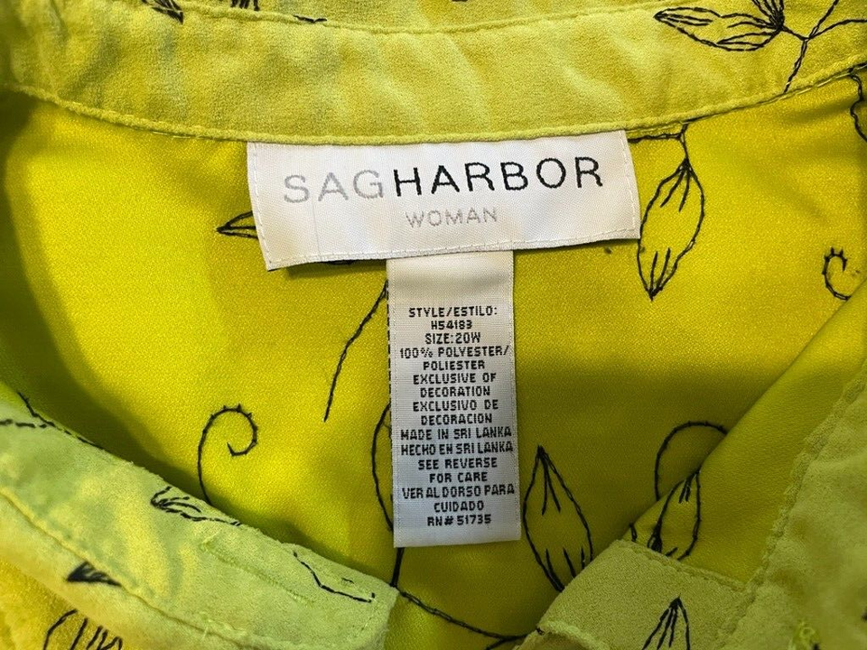 Sag Harbor Women's 20W Lime Green Overshirt Top / Jacket Floral