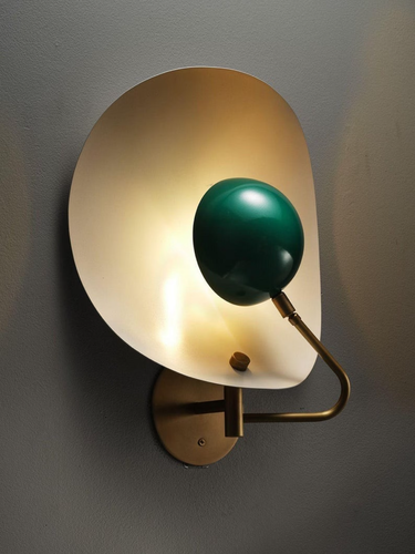 Circle Wall Sconce Italian light Industrial Lamp Brass Sputnik Stilnovo Modern - Picture 2 of 5