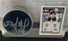 EDMONTON OILERS: Scott Mellanby; Signed NHL Hockey Puck & Card Display, Fr Shp