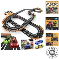 Ultimate Slot Car Race Track Combo - 4 Cars, Realistic Overpass & Easy Setup