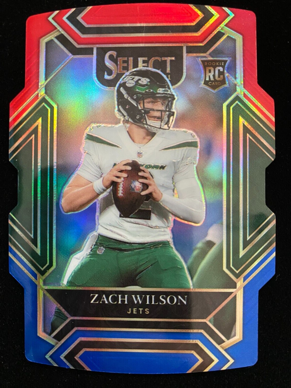 2021 Panini Select ZACH WILSON Rookie CLUE LEVEL RED/BLUE DIE-CUT PRIZM #244 RC
