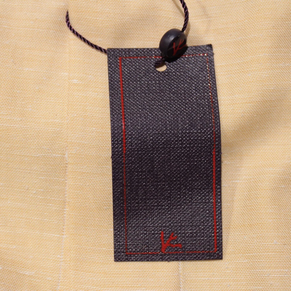 Camisa de vestir Isaia nueva con etiquetas talla 44 17,5 en mezcla de algodón y seda amarilla hecha en Italia Foto 2 de 4