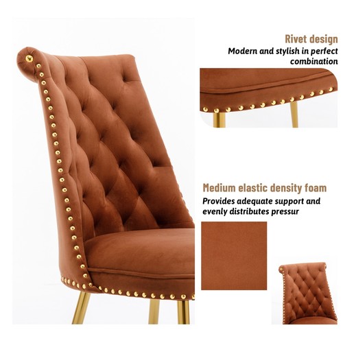 Clihome Set of 2 Velvet Dining Chair Upholstered Fabric Chair Adjustable Legs - Picture 52 of 91