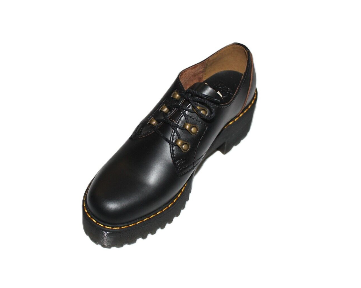 靴 Dr martens Leona lo black DR MARTENS Leona Lo Vintage Smooth Leather Lug Sole Platform