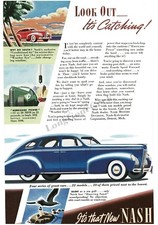 1938 NASH Blue 4-door Sedan Art Illustration Vintage Print Ad 
