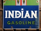 VINTAGE 1990 DATED INDIAN GASOLINE 18” PORCELAIN GAS OIL SERVICE SIGN — photo 6