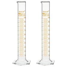 Stonylab 2-Pack 100Ml Borosilicate Glass Graduated Cylinder Measuring Cylinder