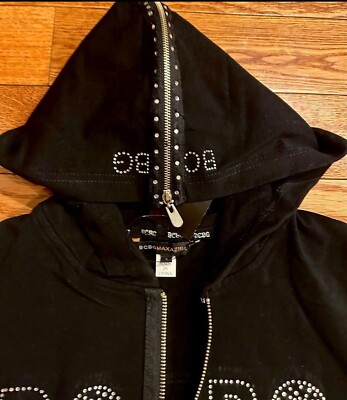 ⭐️BCBG MAXAZRIA BCBG MaxAzria VTG Y2K black split Hood silver embellished