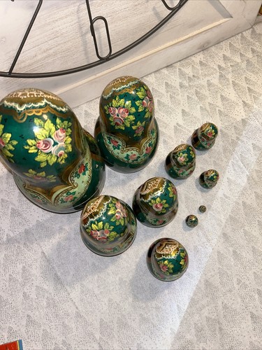 1994 Vintage russische Märchen Nestpuppe handbemalt signiert 9,5 Zoll - 10 Stück - Bild 17 von 24