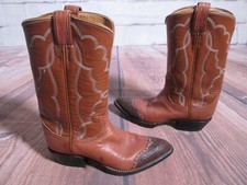 Vintage Tony Lama cap toe emilia brown leather western boots Sz. 5.5
