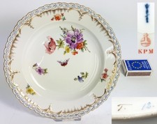 KPM Porzellan Teller K&Ouml;NIGSGLATT Blumen Schmetterling Handmalerei um 1900 AL1099