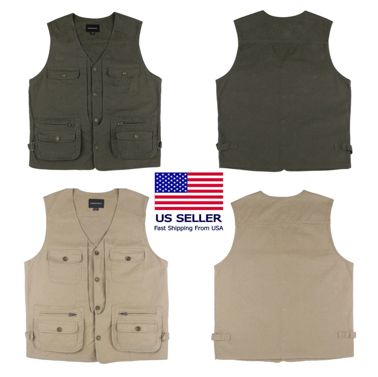 US Mororock 8 Pockets Photographer Cargo Hunting Fishing Safari Hiking Vest