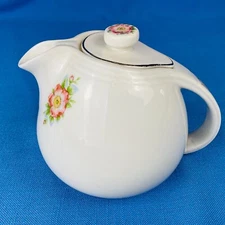 Halls Kitchenware Tea Pot #658 Rose White Parade Infuser Spout VGUC 1940s