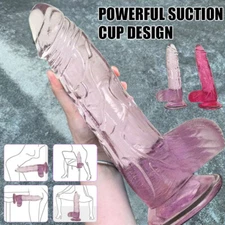 2Color Jelly Dong Dildo Suction Cup Waterproof Realistic Cock Veined-Clear Dildo