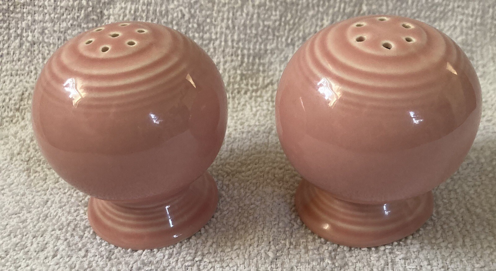 Fiesta Ware Retired Rose Pink Pastel Salt & Pepper Shakers Ball Round