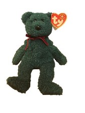 Ty Beanie Babies: The green 2001 HOLIDAY TEDDY Bear. Retired 2001. 9". MWMT.