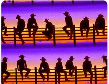 Midnight Cowboy Fabric Sunset Ranch Rodeo Farm 100 Cotton Benartex NEW OOP