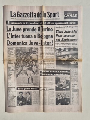 Gazzetta Dello Sport 7 Février 1977 - Juventus-Torino 3-0 Original