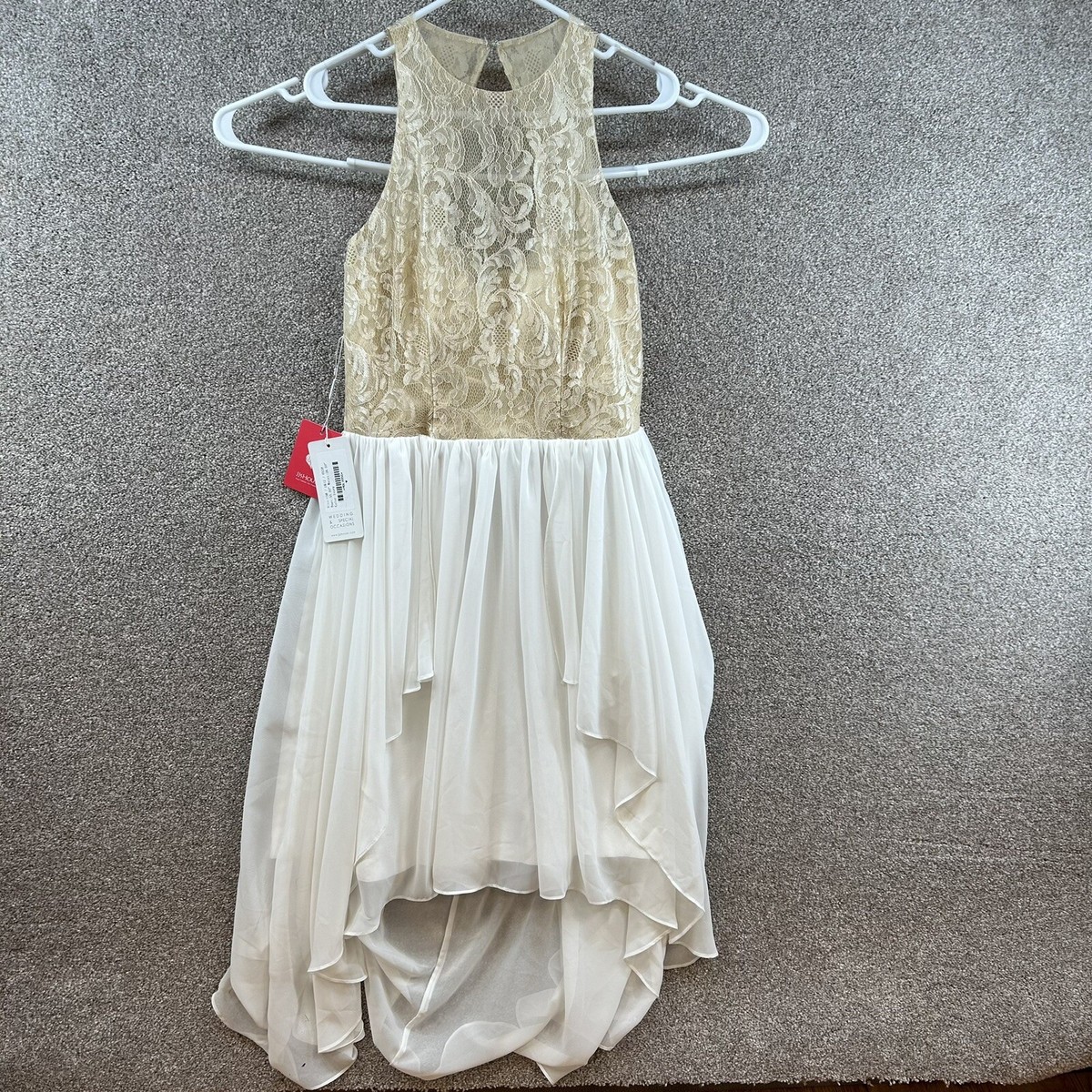 JJ's House Women's Ivory Lace High-Low Dress Flare Sheer Layered Size 8 NWT | eBay JJ's House Women's Ivory Lace High-Low Dress Flare Sheer Layered Size 8 NWT | eBay