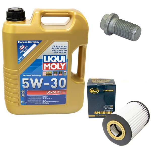 MotoröL Set 5W-30 5 Liter + ÖLfilter SH 4045 L + Schraube FüR Jeep Mercedes GLK-image