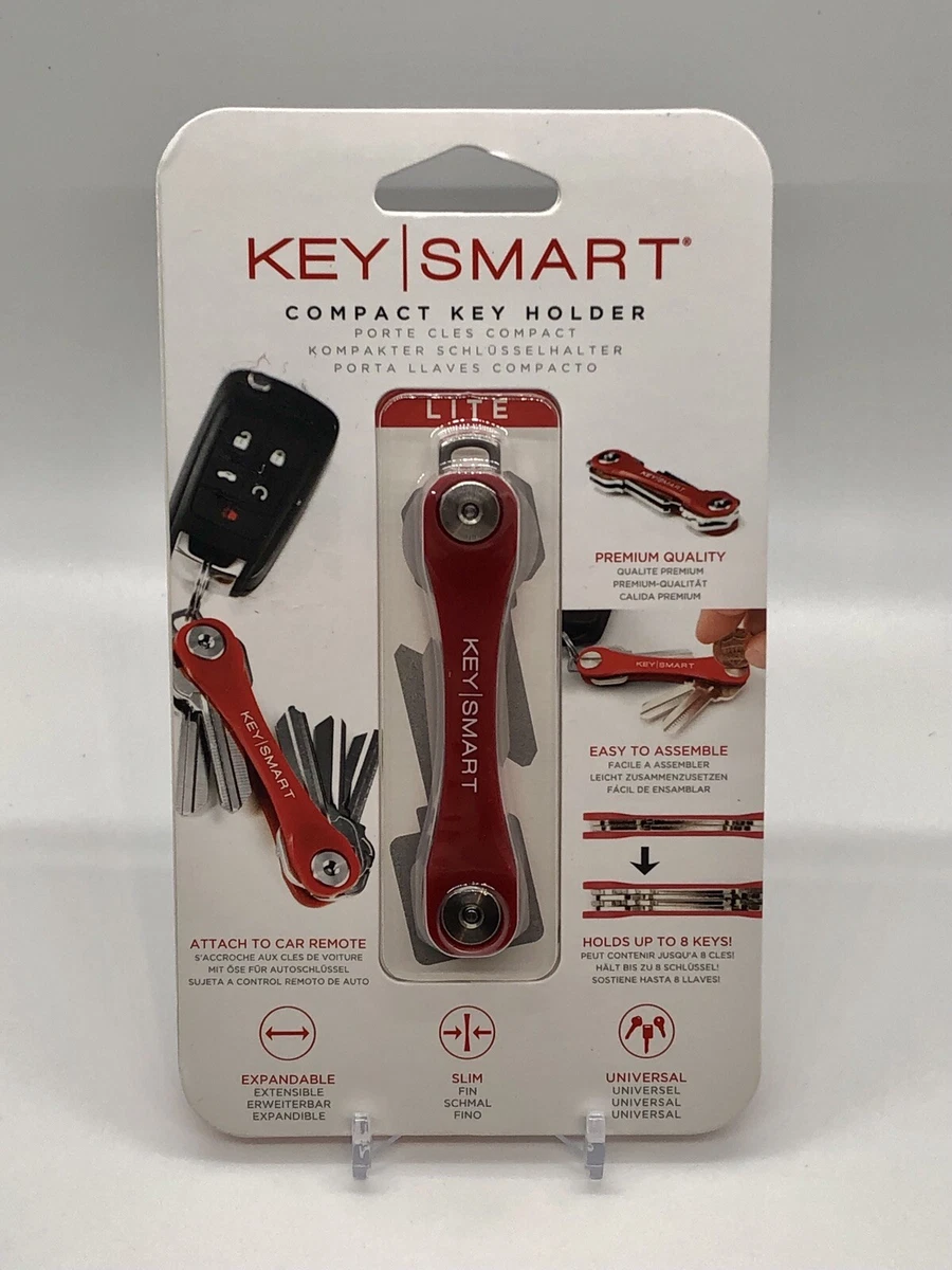 KeySmart Classic | Compact Key Holder and Keychain Organizer (2-14 Keys,  Red)