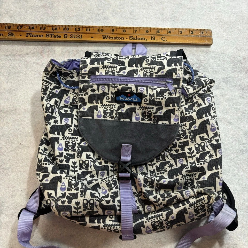 Kavu Backpack Small Animal Print Purple All Over Print Hiking - Image 4 of 4