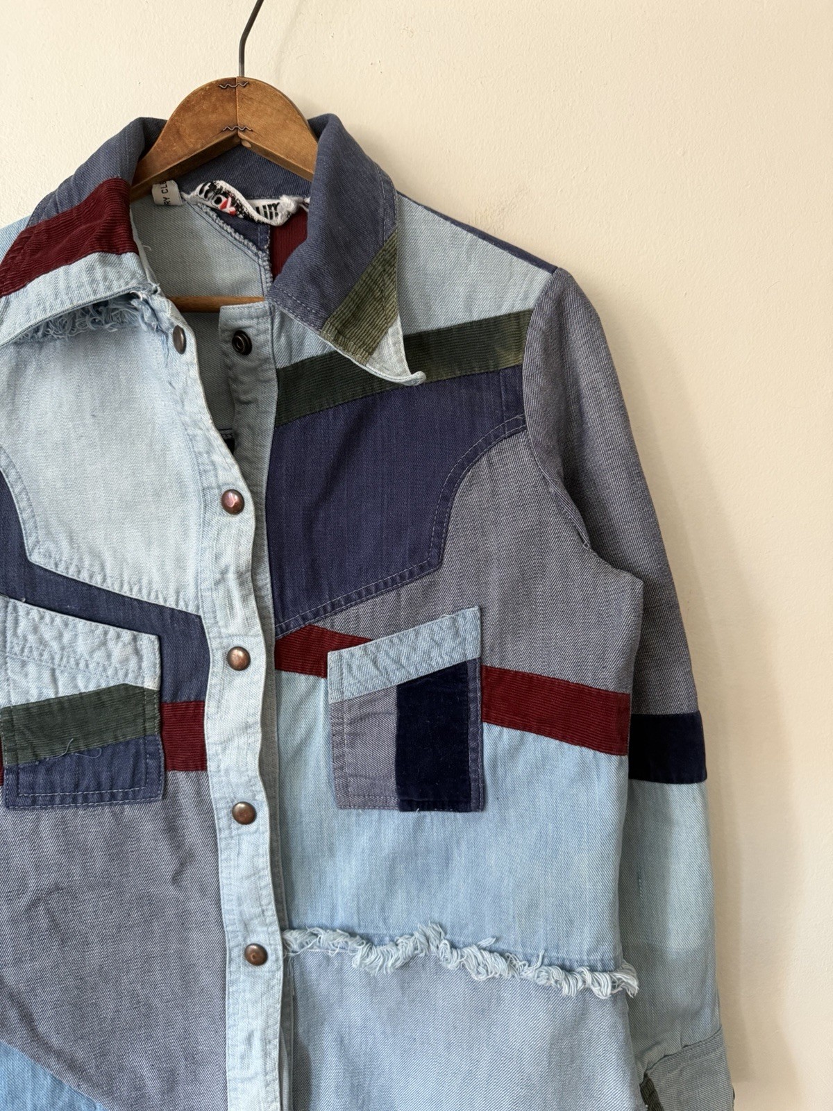 VTG 70s 80s Maximum Patchwork Denim Corduroy Butt… - image 6