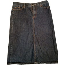 Gap Jeans Skirt Size 8 Blue Denim Long Front Slit Pockets Stretch Dark Wash