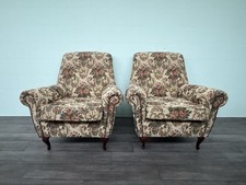 Coppia Di Poltrone Italiane Vintage Anni 50 Stile Retró Tessuto Floreale