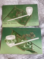 Lot Of 2 Antique St. Patrick’s Day Mailed Postcards Erin Go Bragh Embossed
