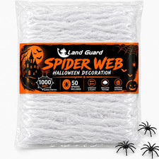Halloween Spider Web Decor, 1000 Sqft Cobweb with 50 Spiders, Indoor Outdoor