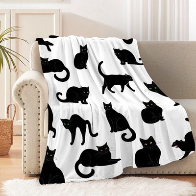 Black Cats Blanket Throw Super Soft and Cozy Blankets for Home Decoration, Co...