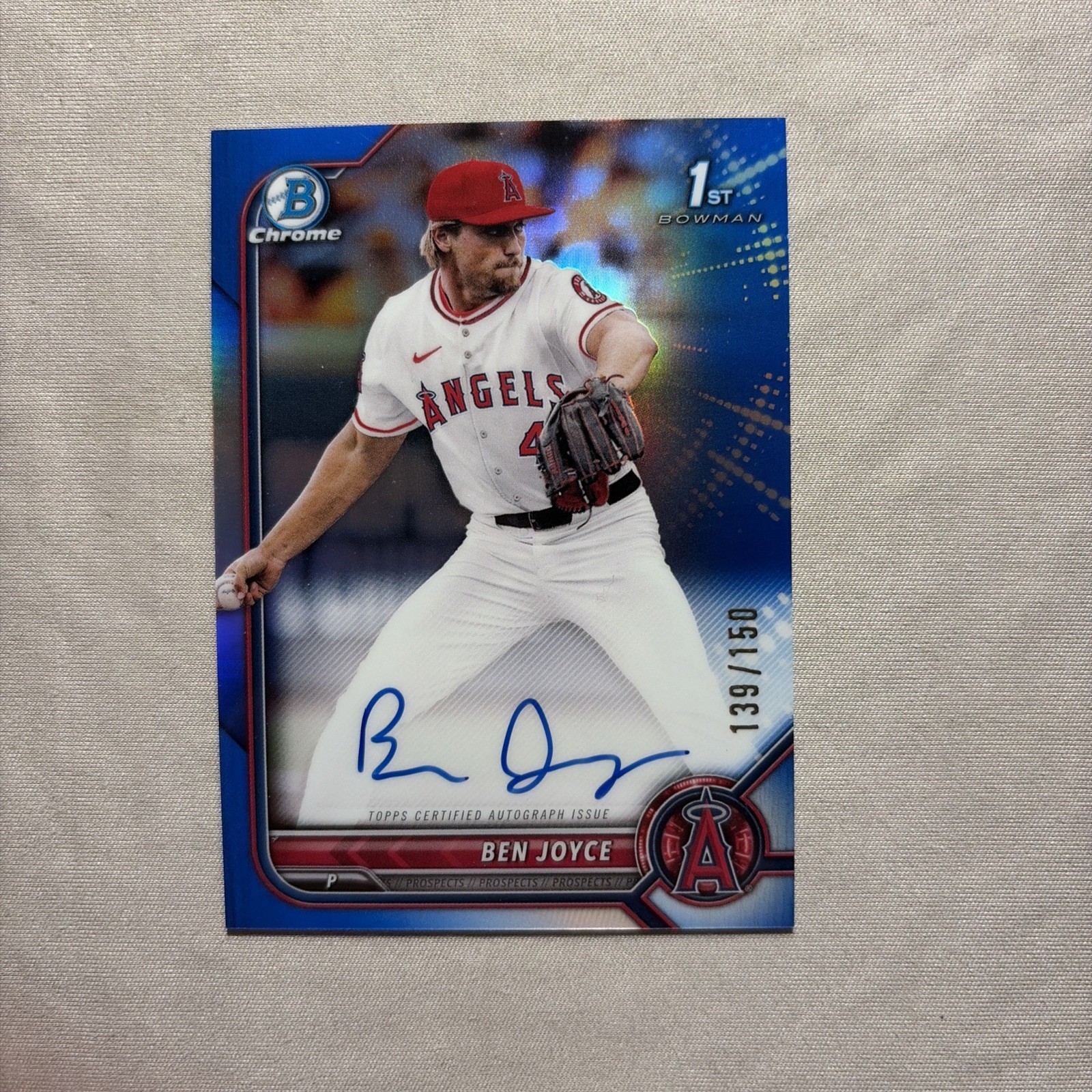 2022 Bowman Draft Chrome Ben Joyce True Blue Refractor 1st Bowman Auto /150