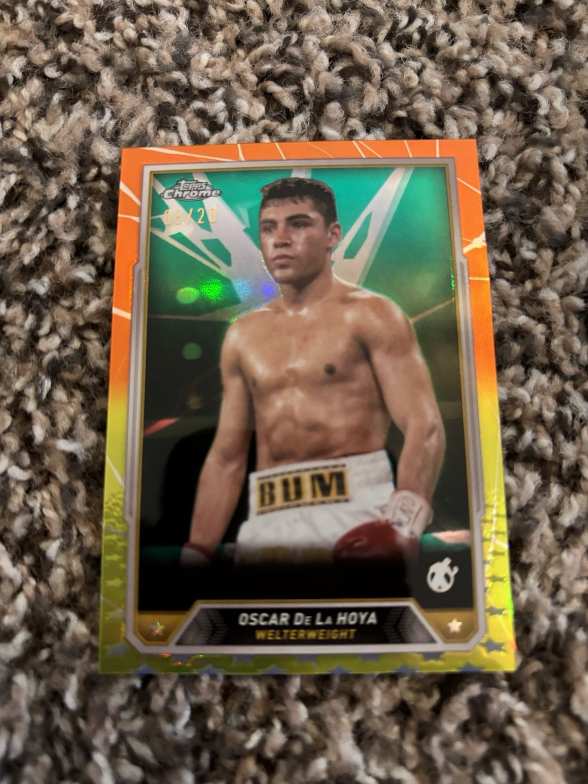 🔥 2024 Topps Chrome Oscar De La Hoya #32 Orange Yellow Refractor /20 RARE! 🔥